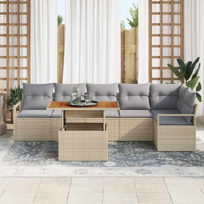 Set de masă pentru grădină 7 pcs Bej, Gri 100 x 55 x 73 cm - WALTI WALTI