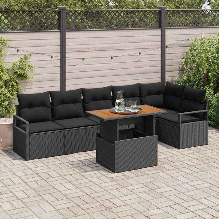 Set de masă pentru grădină 7 pcs Negru, Marron 100 x 55 x 73 cm - WALTI WALTI