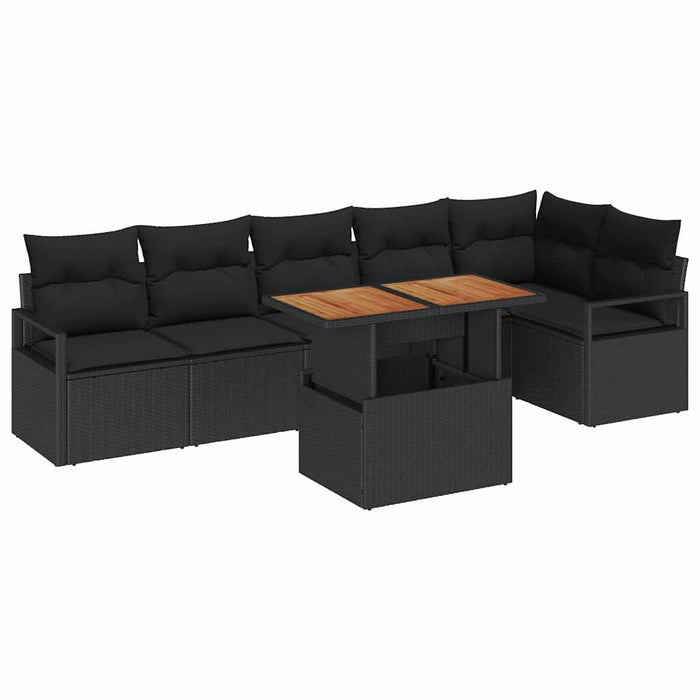 Set de masă pentru grădină 7 pcs Negru, Marron 100 x 55 x 73 cm - WALTI WALTI