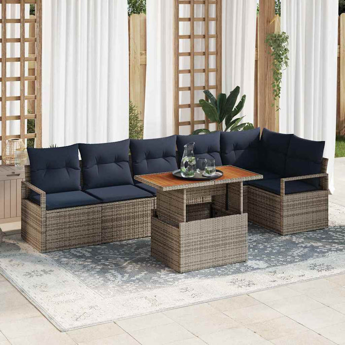 Set de masă pentru grădină cu pernă 7 pcs Gri și bleumarin - WALTI WALTI