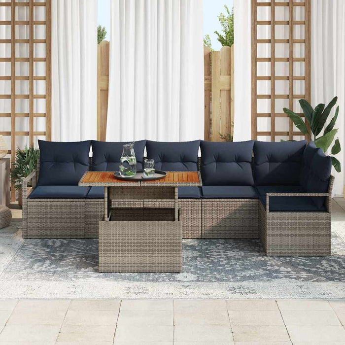 Set de masă pentru grădină cu pernă 7 pcs Gri și bleumarin - WALTI WALTI