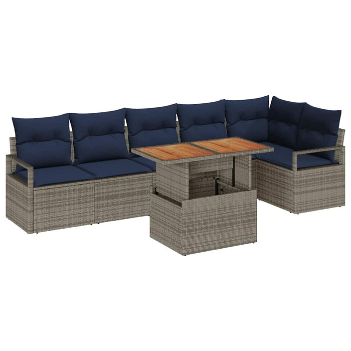 Set de masă pentru grădină cu pernă 7 pcs Gri și bleumarin - WALTI WALTI