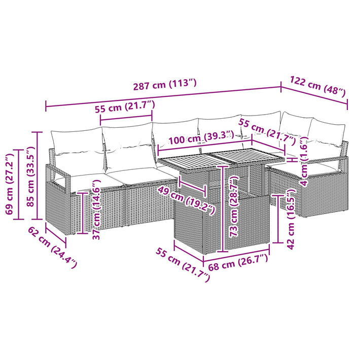 Set de masă pentru grădină cu pernă 7 pcs Gri și bleumarin - WALTI WALTI