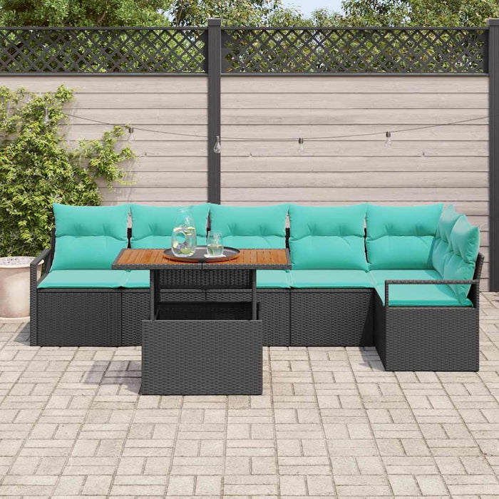 Set de masă pentru grădină 7 pcs Negru și Albastru petrol - WALTI WALTI