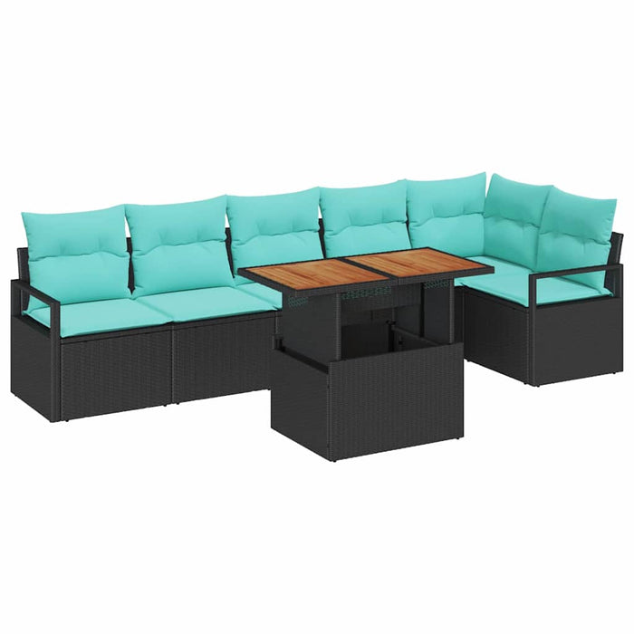 Set de masă pentru grădină 7 pcs Negru și Albastru petrol - WALTI WALTI