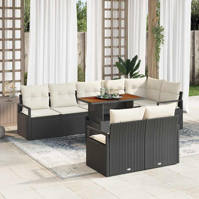 Set de canapele pentru grădină cu pernă 9 pcs Negru, Crem - WALTI WALTI