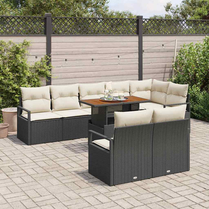 Set de canapele pentru grădină cu pernă 9 pcs Negru, Crem - WALTI WALTI