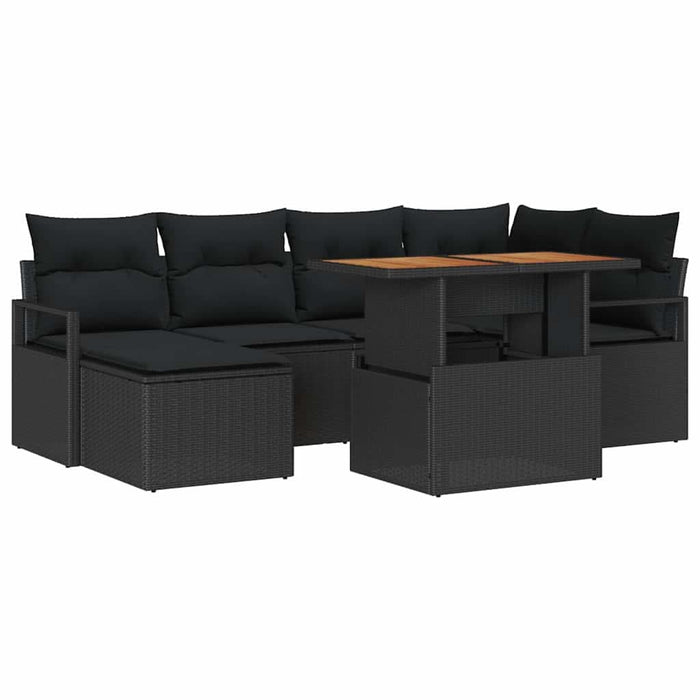 Set de masă pentru grădină cu pernă 7 pcs Negru, Marron - WALTI WALTI
