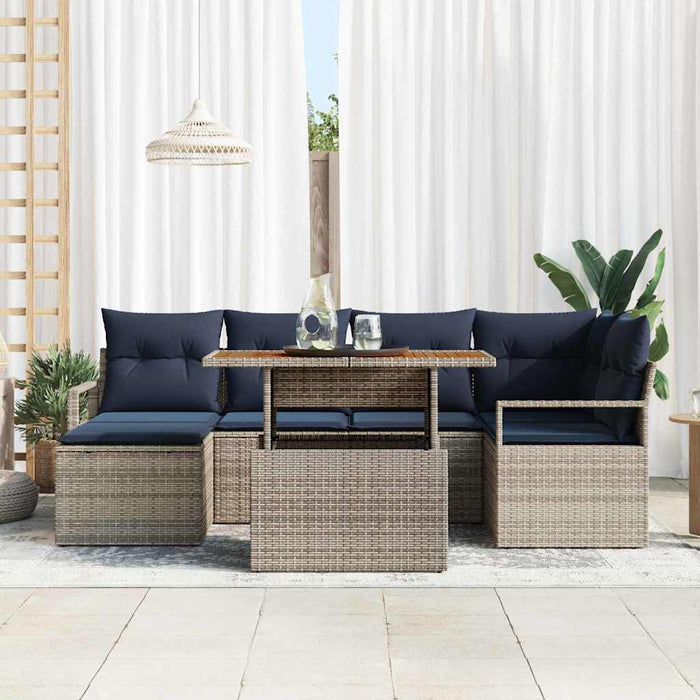 Set de masă pentru grădină cu pernă 7 pcs Gri și bleumarin - WALTI WALTI