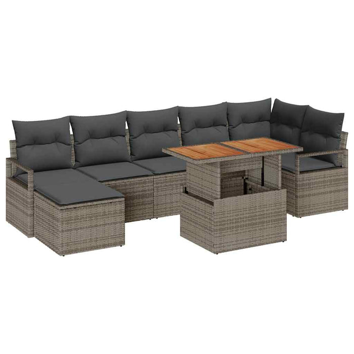 Set de masă pentru grădină cu pernă 8 pcs Gri Lemn - WALTI WALTI