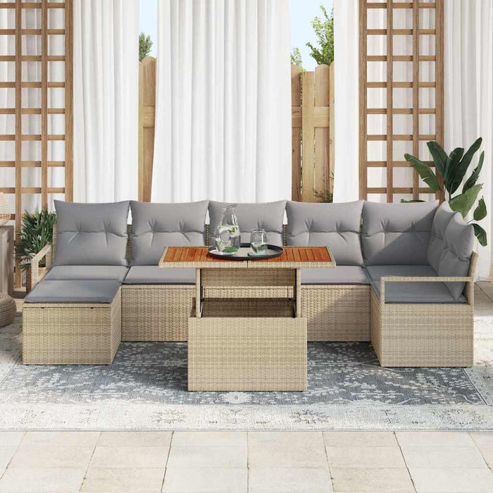 Set de masă pentru grădină cu pernă 8 pcs Bej, Gri - WALTI WALTI