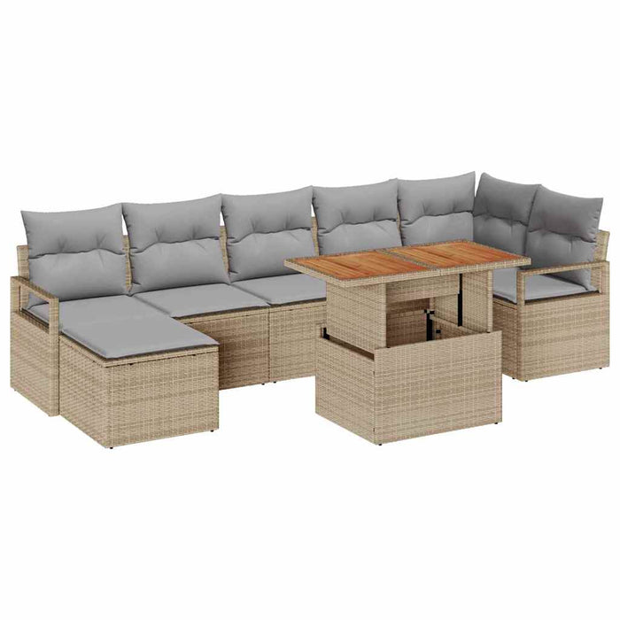 Set de masă pentru grădină cu pernă 8 pcs Bej, Gri - WALTI WALTI