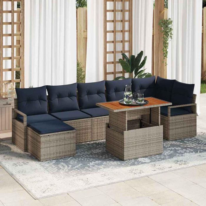 Set de masă pentru grădină cu pernă 8 pcs Gri și bleumarin - WALTI WALTI