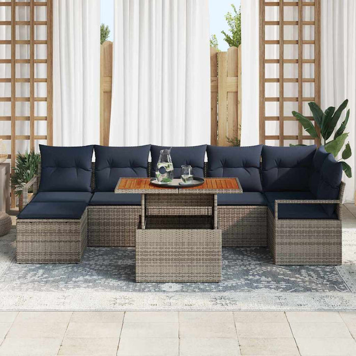 Set de masă pentru grădină cu pernă 8 pcs Gri și bleumarin - WALTI WALTI
