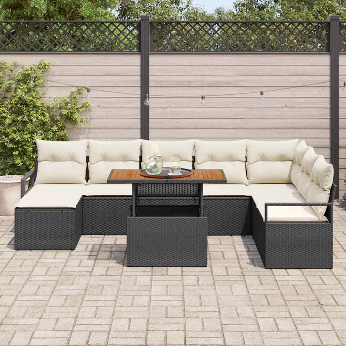 Set de canapele pentru grădină 9 buc. Negru și Crem - WALTI WALTI