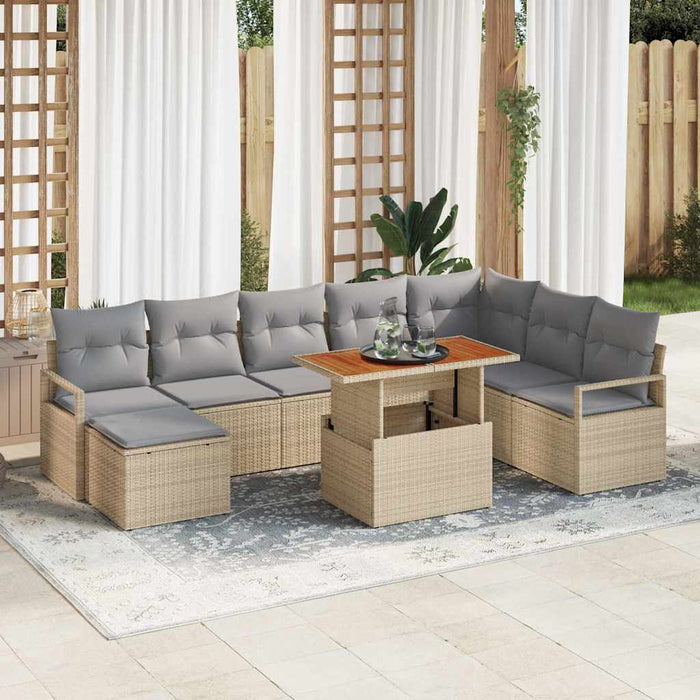 Set de canapele pentru grădină cu pernă 9 pcs Bej și gri - WALTI WALTI