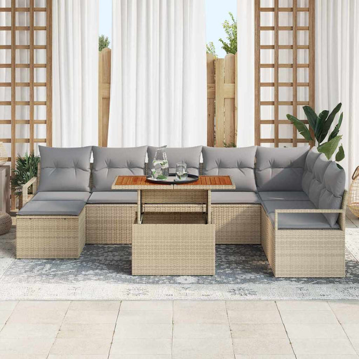 Set de canapele pentru grădină cu pernă 9 pcs Bej și gri - WALTI WALTI