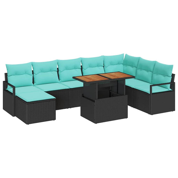 Set de masă pentru grădină 9 pcs Negru și Albastru petrol - WALTI WALTI
