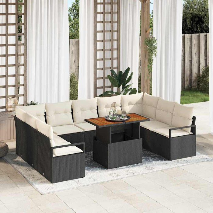 Set de canapele pentru grădină cu pernă 10 pcs Negru și Crem - WALTI WALTI