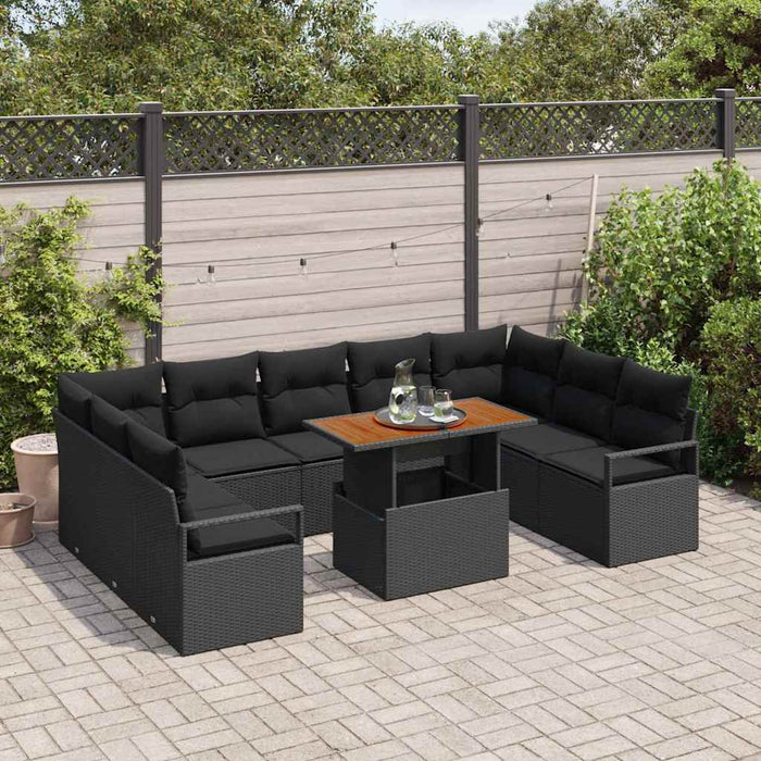 Set de canapele pentru grădină cu pernă 10 pcs Negru, Marron - WALTI WALTI