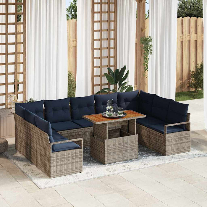 Set de canapele pentru grădină cu pernă 10 pcs Gri și bleumarin - WALTI WALTI