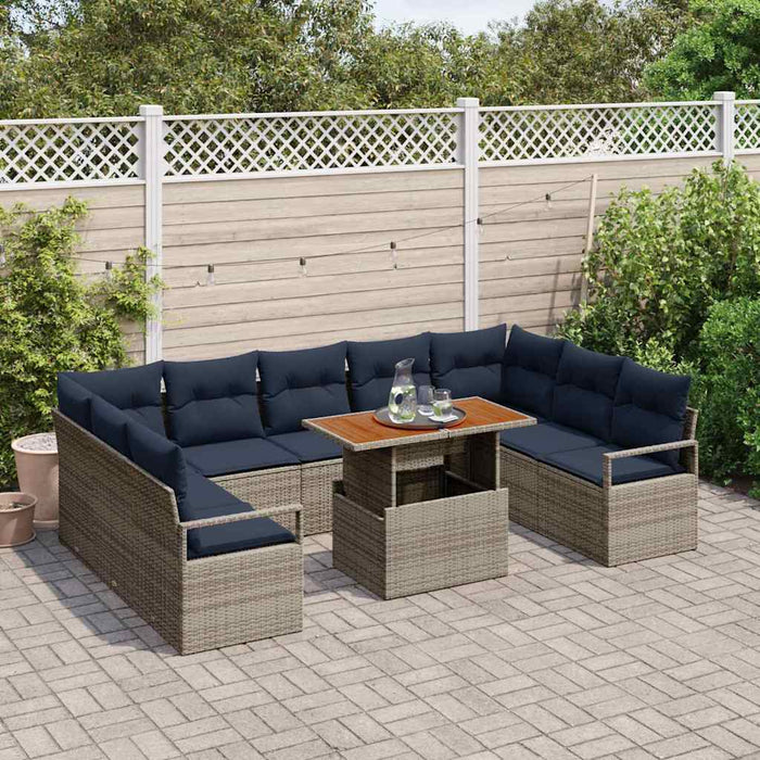 Set de canapele pentru grădină cu pernă 10 pcs Gri și bleumarin - WALTI WALTI