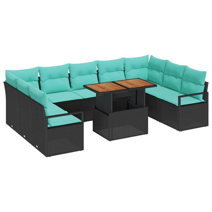 Set de canapele pentru grădină 10 pcs Negru și Albastru petrol - WALTI WALTI