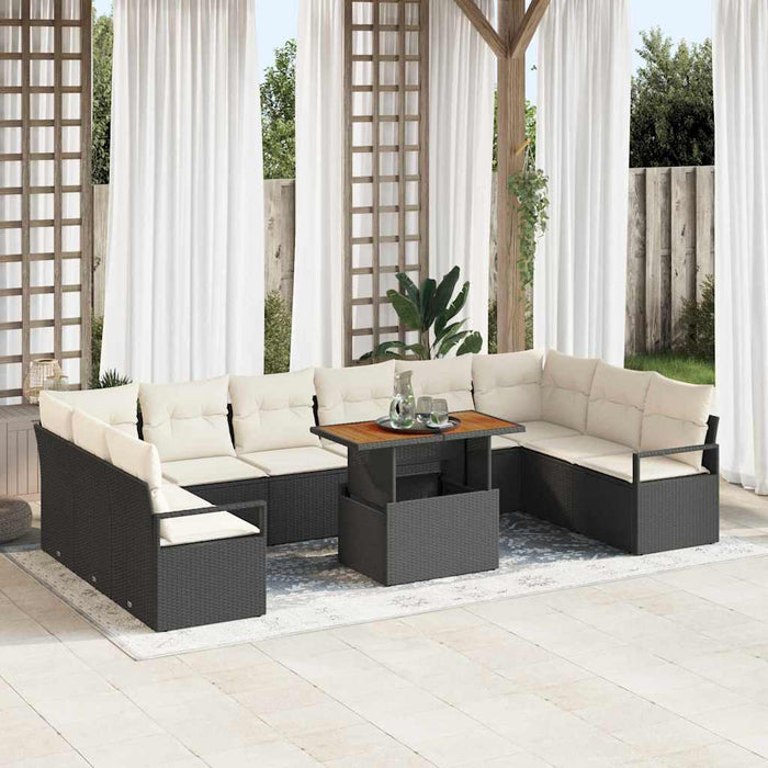 Set de canapele pentru grădină cu pernă 11 pcs Negru, Crem - WALTI WALTI