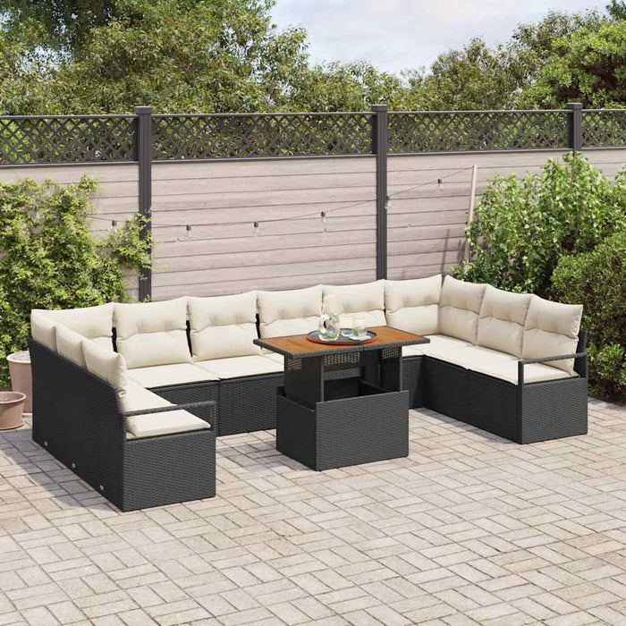 Set de canapele pentru grădină cu pernă 11 pcs Negru, Crem - WALTI WALTI