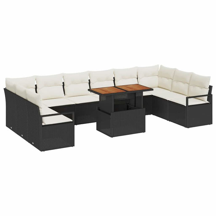 Set de canapele pentru grădină cu pernă 11 pcs Negru, Crem - WALTI WALTI