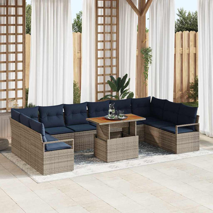 Set de masă pentru grădină cu pernă 11 pcs Gri și bleumarin - WALTI WALTI