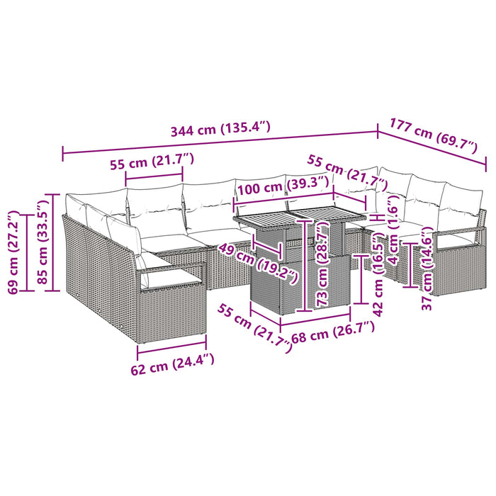 Set de masă pentru grădină cu pernă 11 pcs Gri și bleumarin - WALTI WALTI