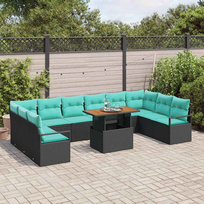 Set de masă pentru grădină 11 pcs Negru și Albastru petrol - WALTI WALTI