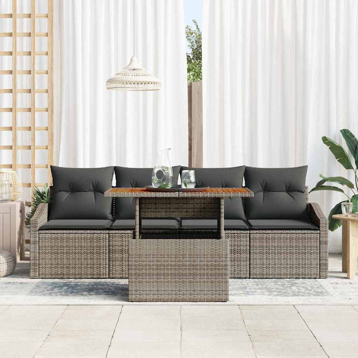 Set de canapele pentru grădină cu pernă 5 pcs Gri Rattan poli - WALTI WALTI
