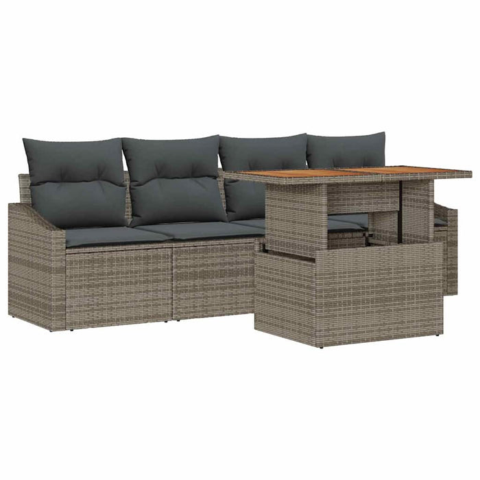 Set de canapele pentru grădină cu pernă 5 pcs Gri Rattan poli - WALTI WALTI