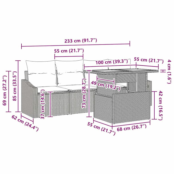 Set de canapele pentru grădină 5 pcs Bej Rattan poli - WALTI WALTI
