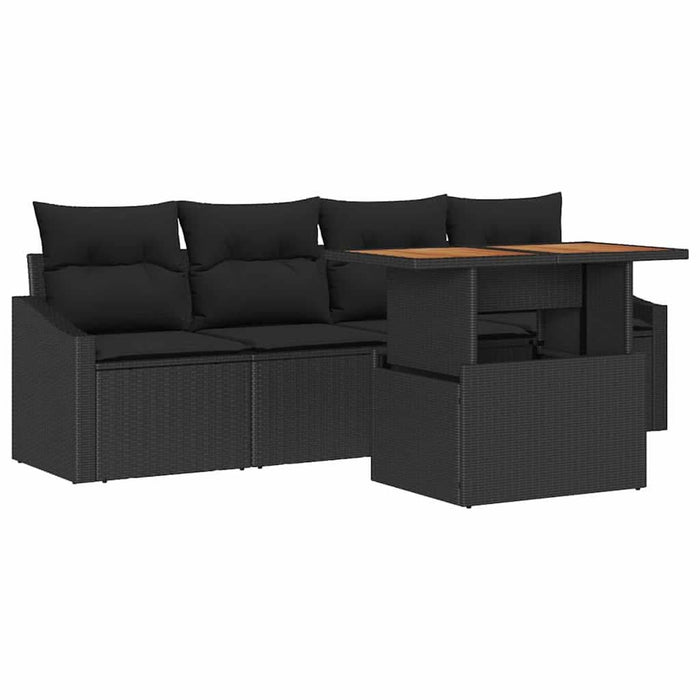 Set de canapele pentru grădină cu pernă 5 pcs Negru Rattan poli - WALTI WALTI
