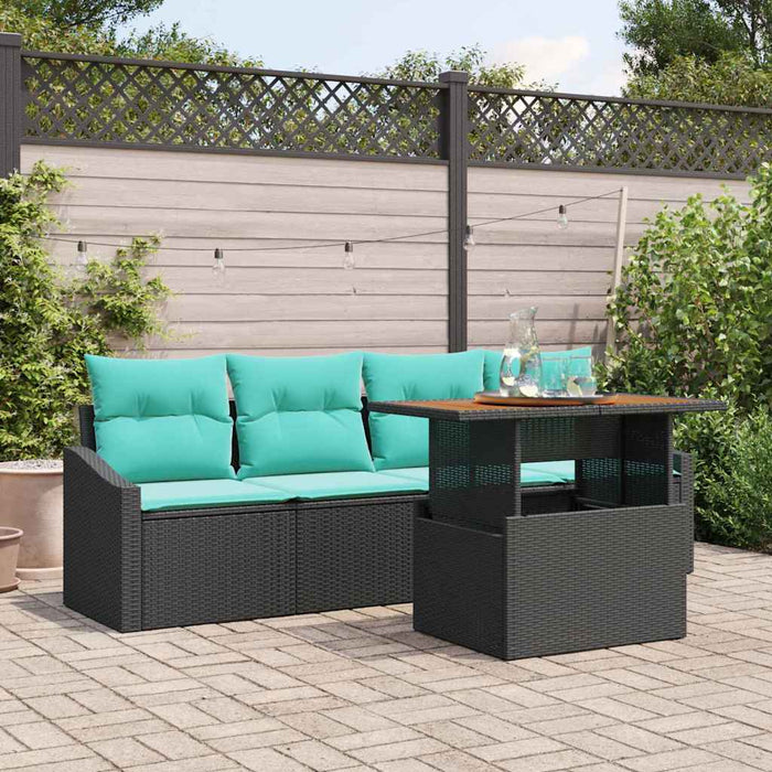 Set de canapele pentru grădină 5 pcs Negru și Albastru petrol WALTI