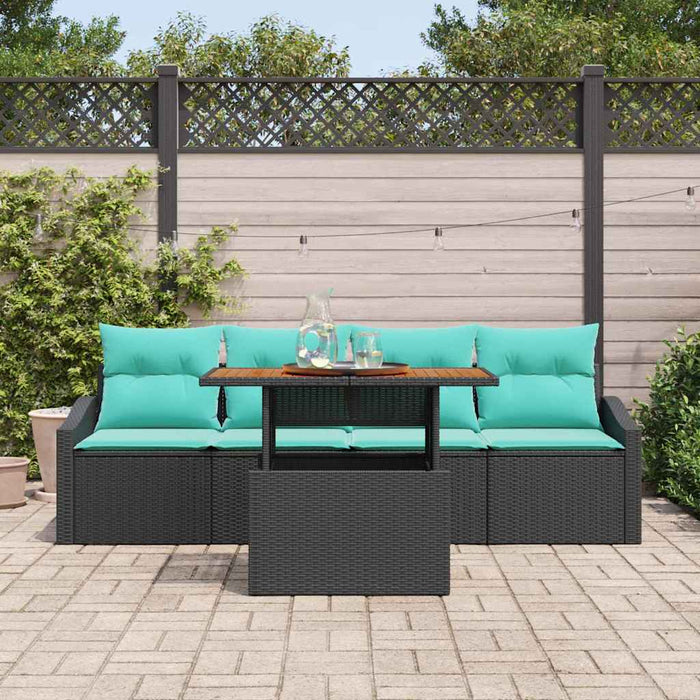 Set de canapele pentru grădină 5 pcs Negru și Albastru petrol WALTI