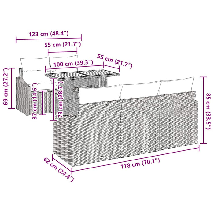 Set de masă pentru grădină Manual Gri și Brown 100 x 55 x 73 cm - WALTI WALTI