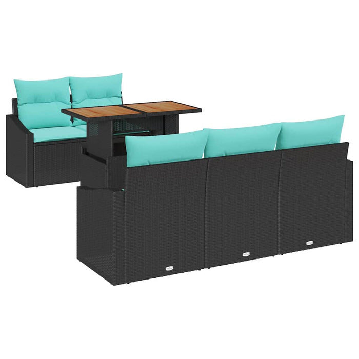 Set de masă pentru grădină 6 pcs Negru și Albastru petrol WALTI