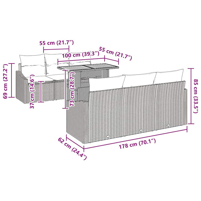 Set de canapele pentru grădină Negru, Marron 100 x 55 x 73 cm - WALTI WALTI