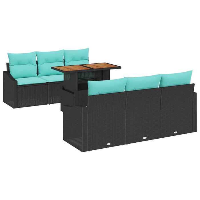Set de masă pentru grădină 7 pcs Negru și Albastru petrol WALTI