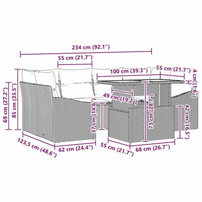 Set de masă pentru grădină cu pernă Bej, Gri 100 x 55 x 73 cm - WALTI WALTI