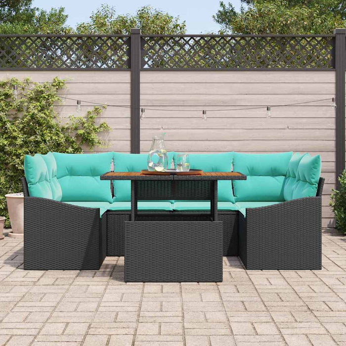 Set de masă pentru grădină 7 pcs Negru și Albastru petrol WALTI