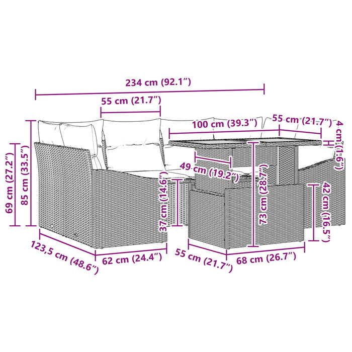 Set de masă pentru grădină 7 pcs Negru și Albastru petrol WALTI