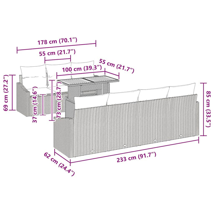 Set de masă pentru grădină cu pernă Bej și gri 100 x 55 x 73 cm - WALTI WALTI