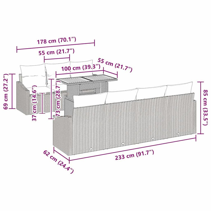 Set de masă pentru grădină Negru, Marron 100 x 55 x 73 cm - WALTI WALTI
