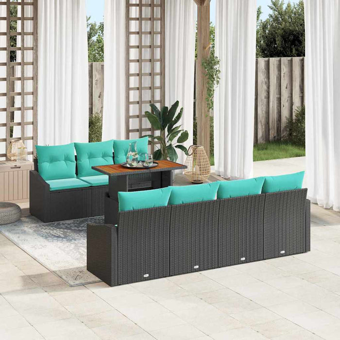 Set de masă pentru grădină 8 pcs Negru și Albastru petrol WALTI