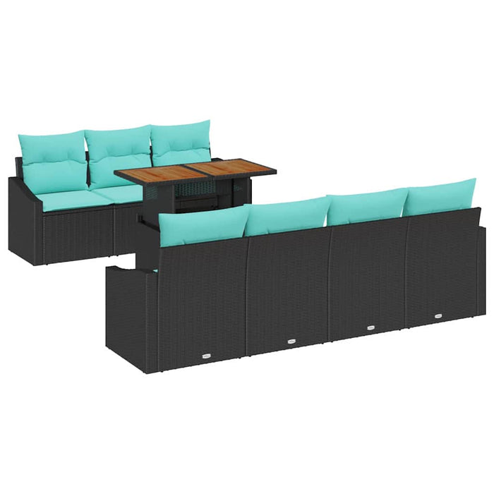 Set de masă pentru grădină 8 pcs Negru și Albastru petrol WALTI